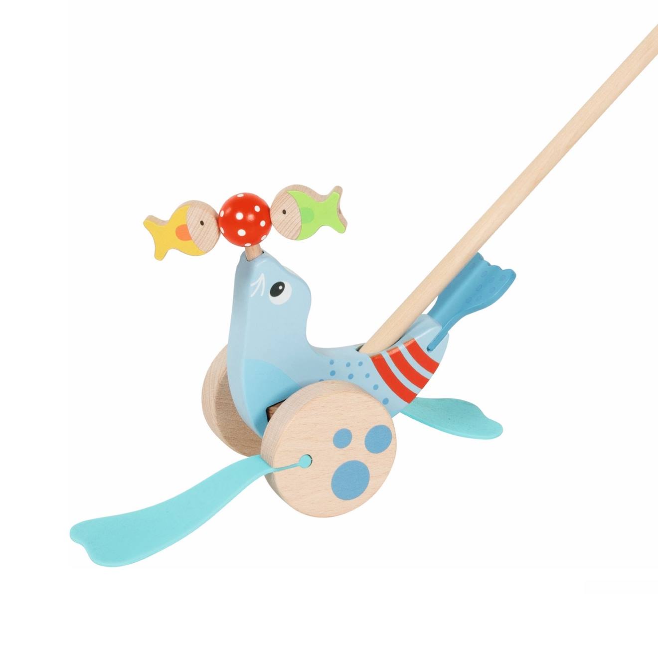 Otarie À Pousser En Bois Bleu