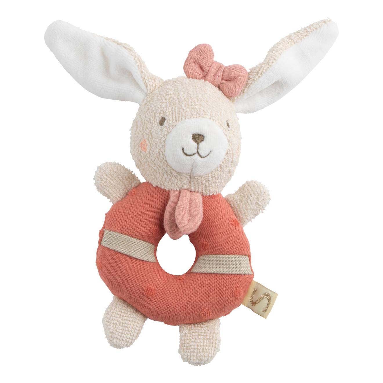 Hochet Bébé En Coton Bio Rose