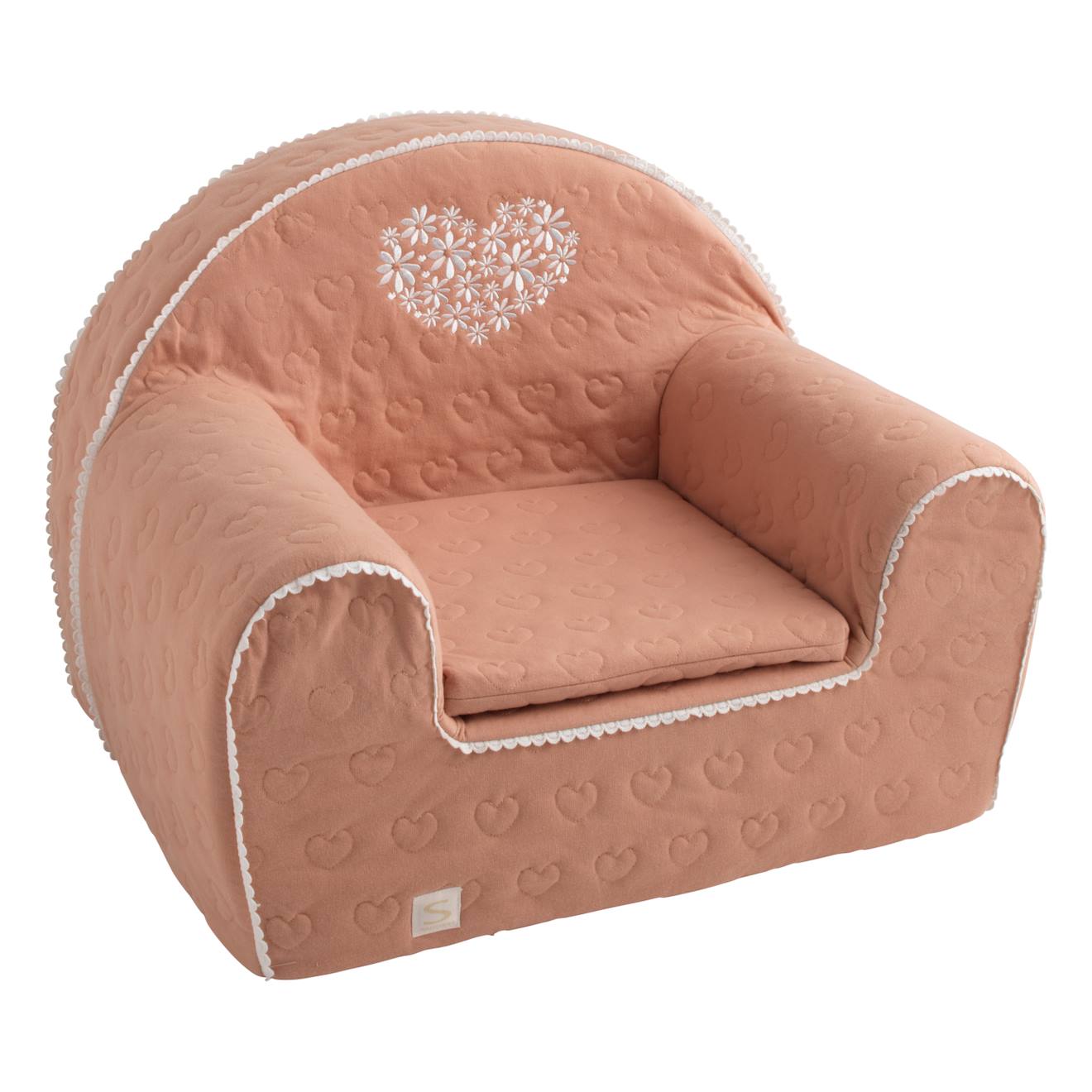 Fauteuil Club Pour Enfant En Coton Matelassé Rose