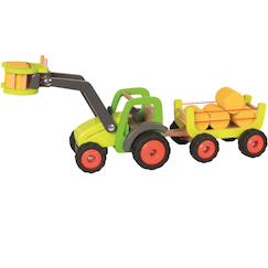 Jouet-Jeux d'imagination-Véhicules, garages, circuits et trains-Tracteur avec remorque à foin