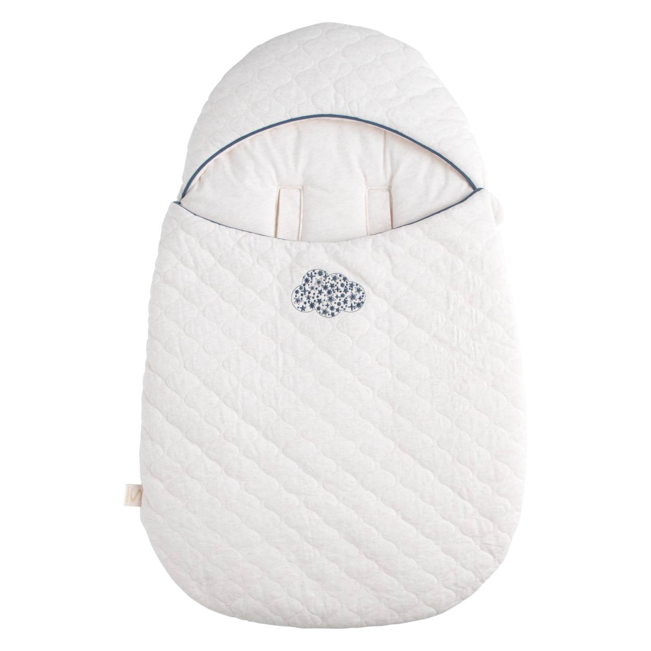 Nid D'ange Bébé 5 Attaches En Coton Matelassé Blanc/bleu