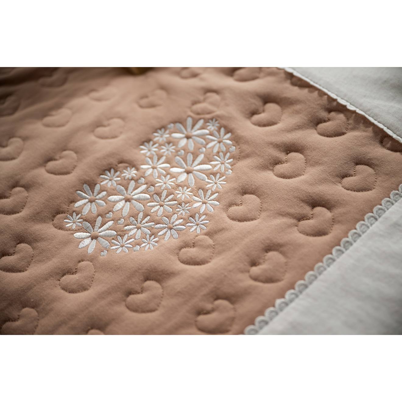 Grand Tapis De Jeu En Coton Matelassé Blanc/rose