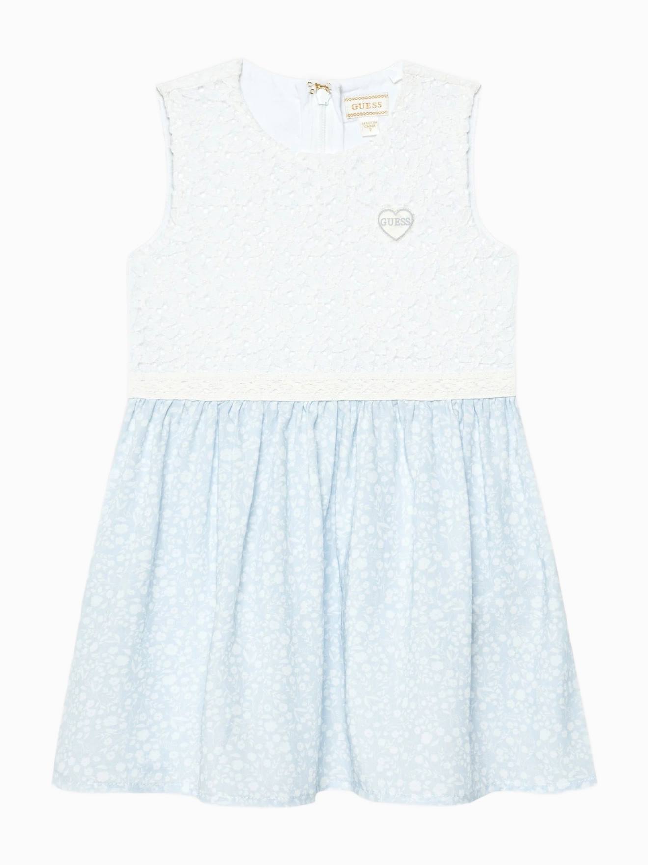Robe À Broderies Blanc / Bleu