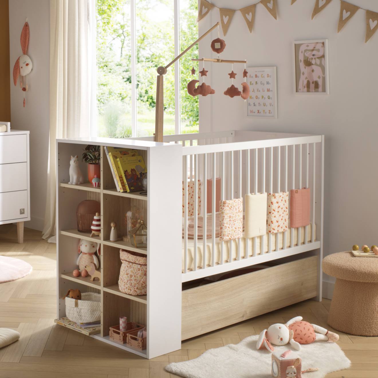 Lit Bébé Transformable En Lit Blanc/marron