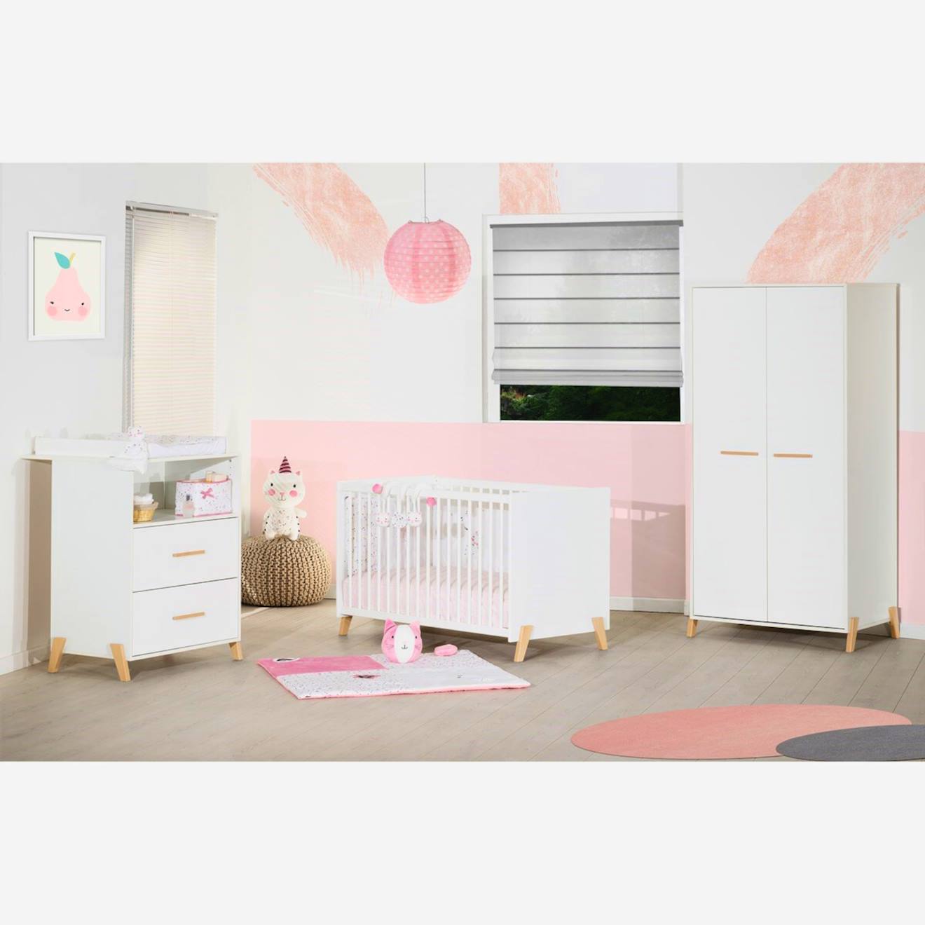 Lit Bébé Sur Pieds En Bois - Joy Blanc/marron