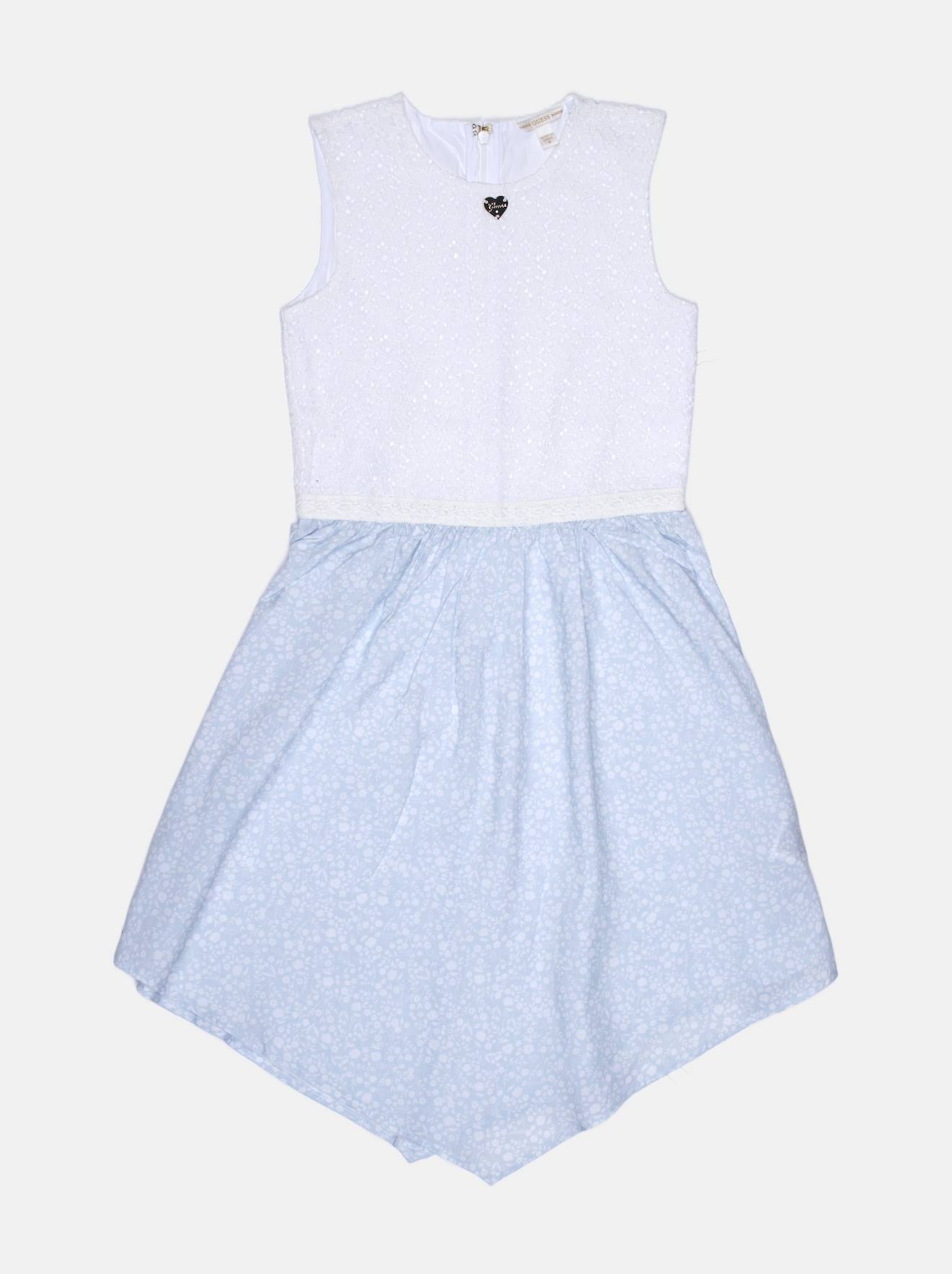 Robe À Broderies Blanc / Bleu