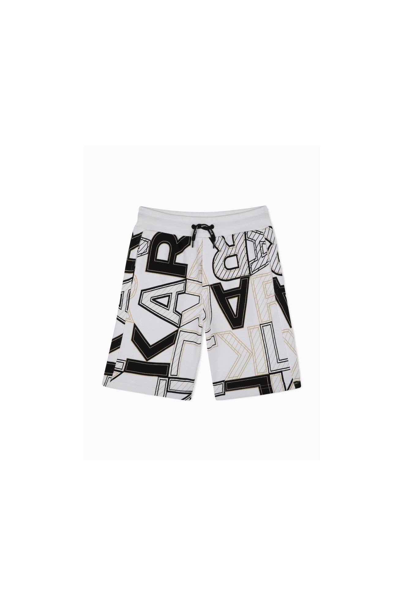 Bermuda Taille Élastique Blanc / Noir
