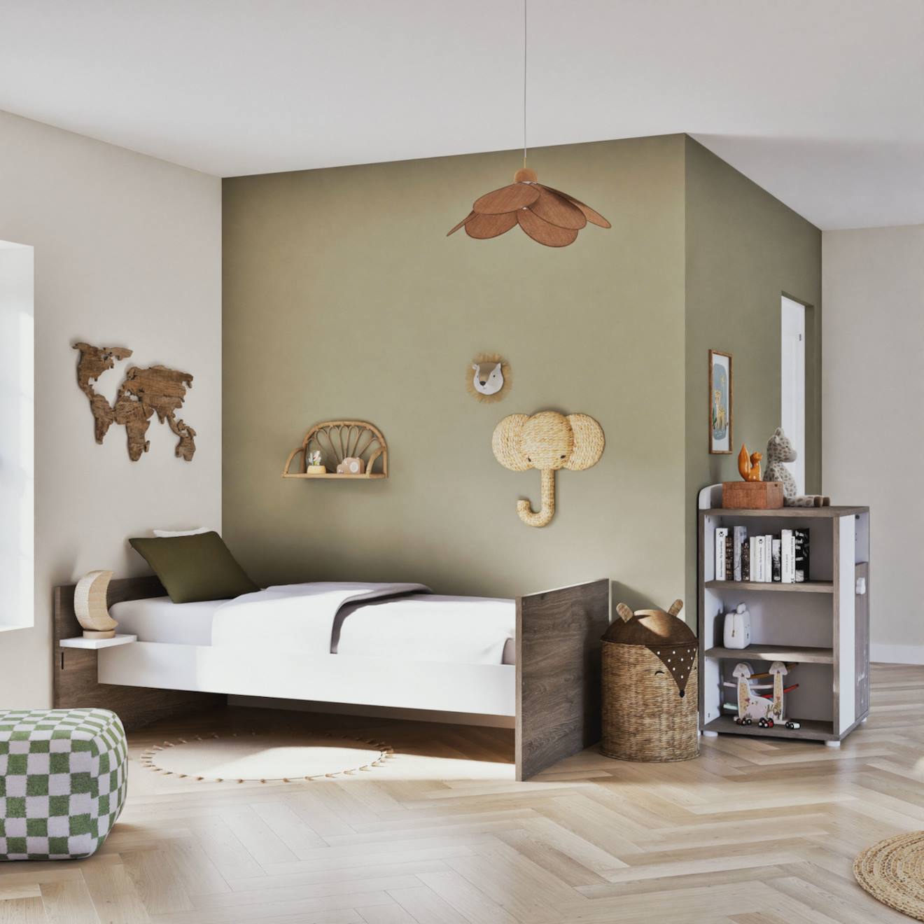 Lit Combiné Evolutif En Bois - Smile Gris