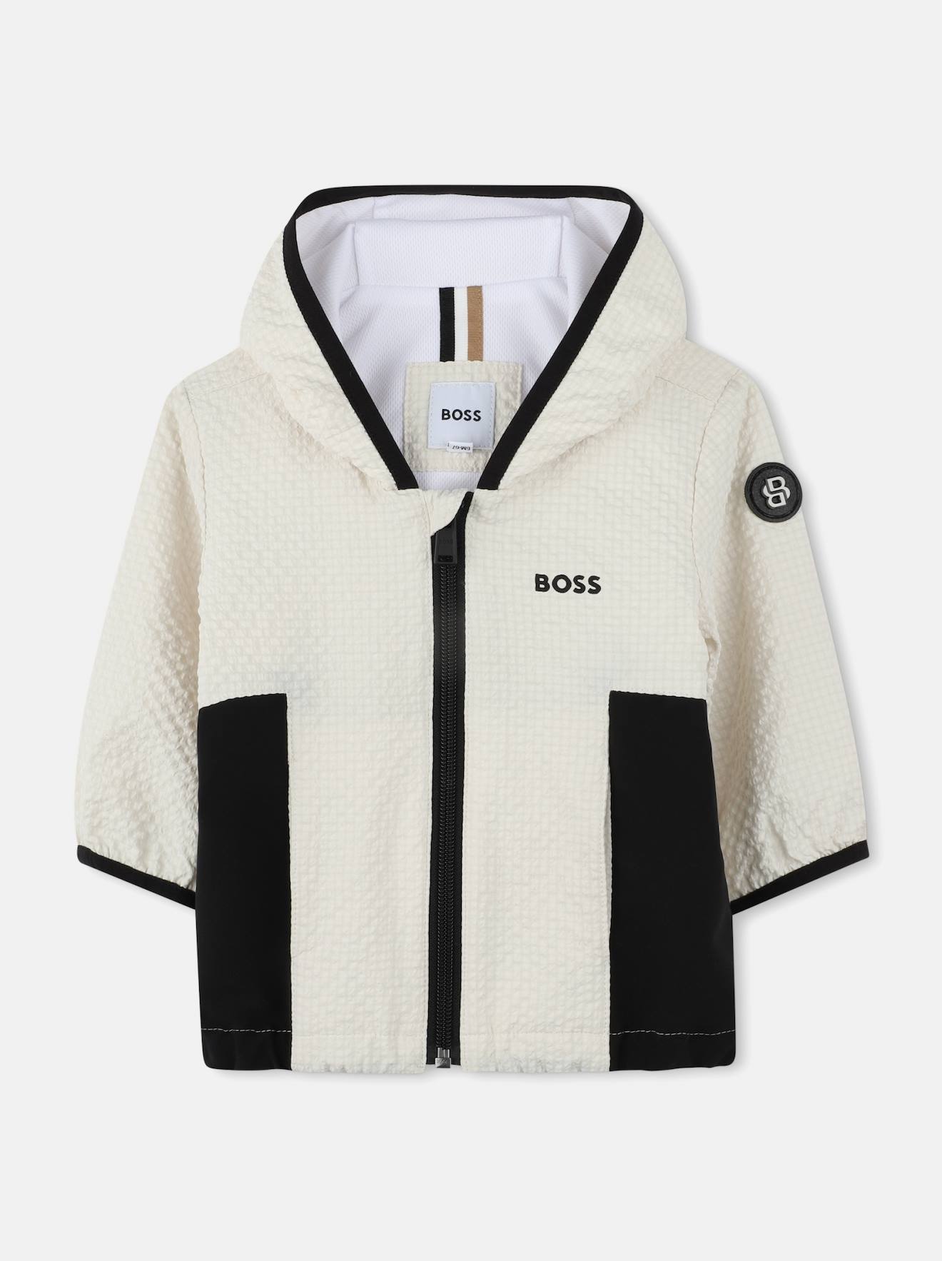 Blouson À Capuche Blanc Cassé