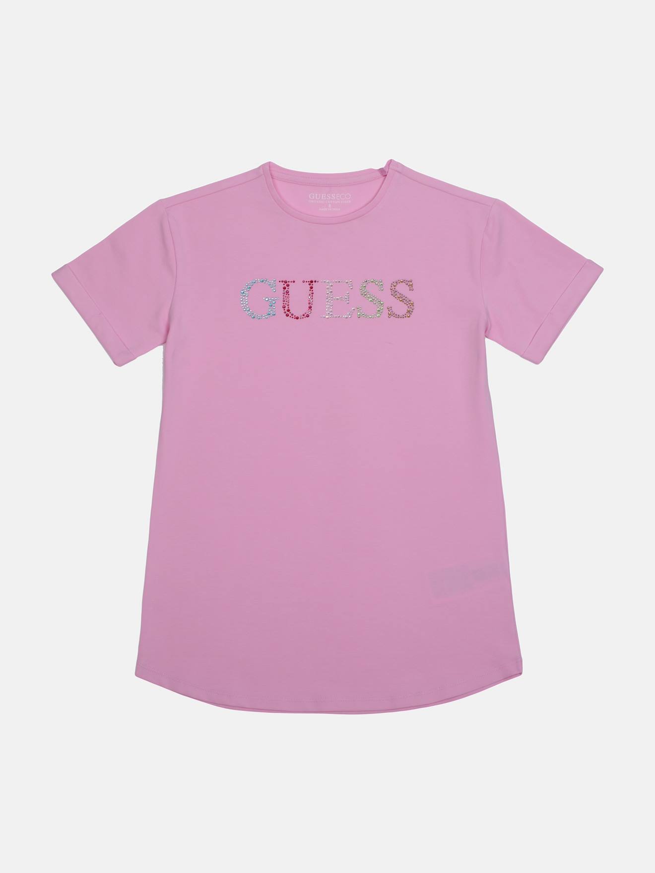 T-shirt À Détail Strass Rose