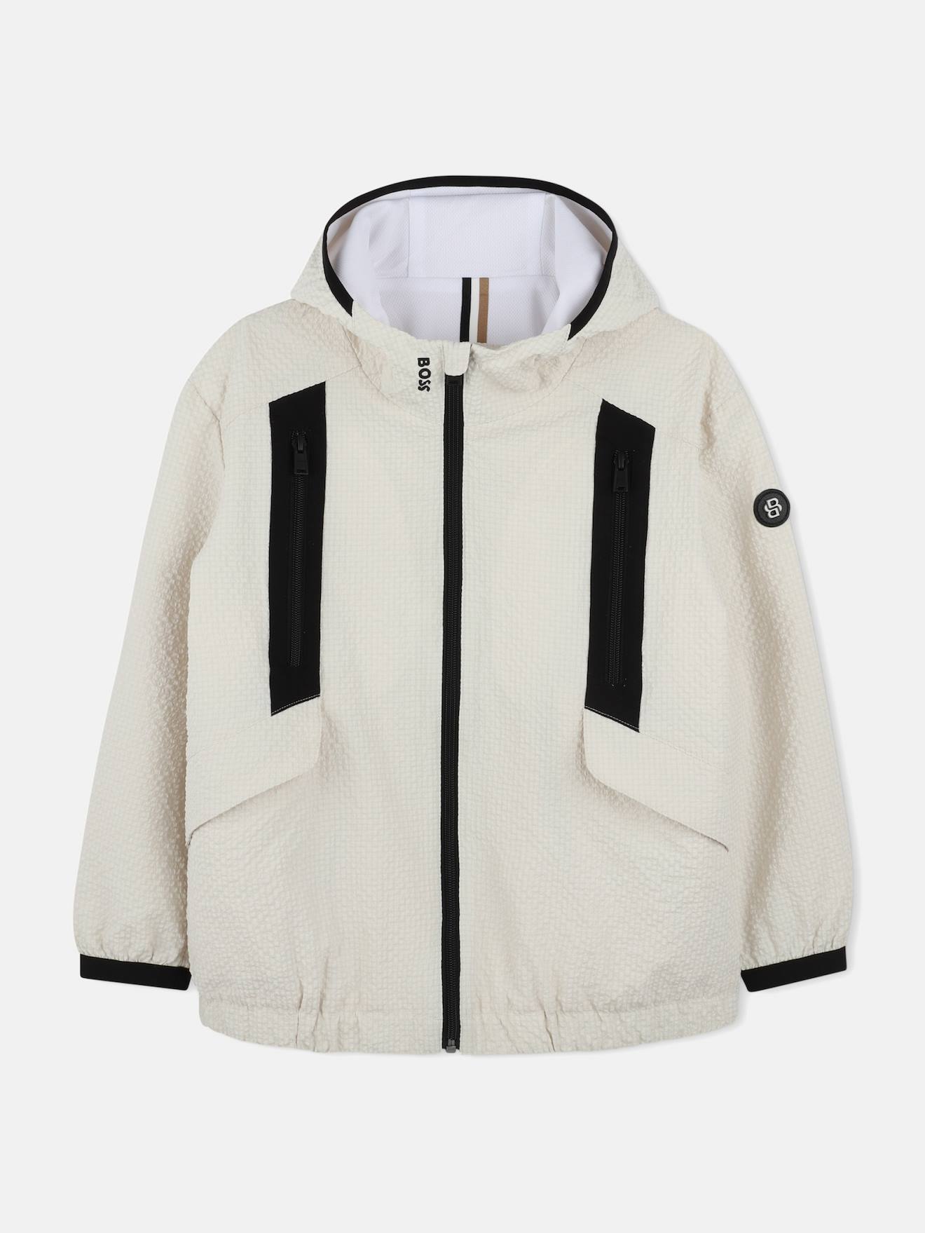 Veste Zippé À Capuche Blanc Cassé