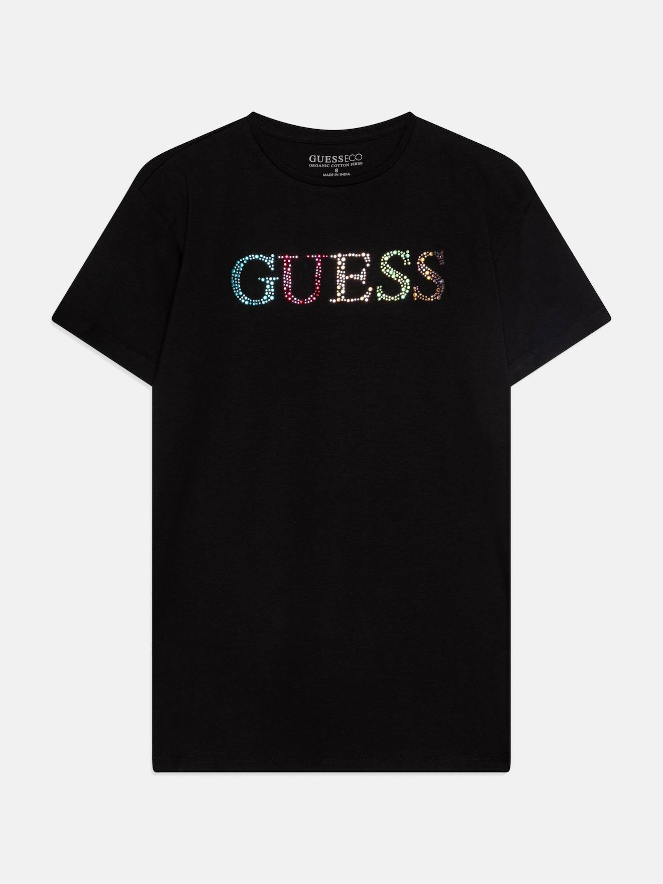 T-shirt À Détail Strass Noir