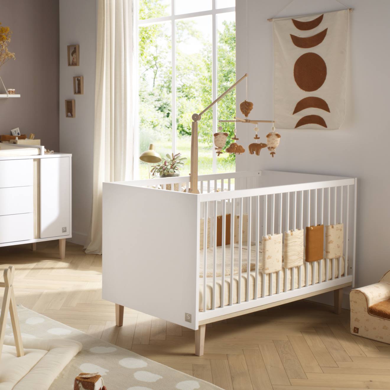 Lit Bébé Évolutif - Little Big Bed Sur Pieds Bois Blanc/marron