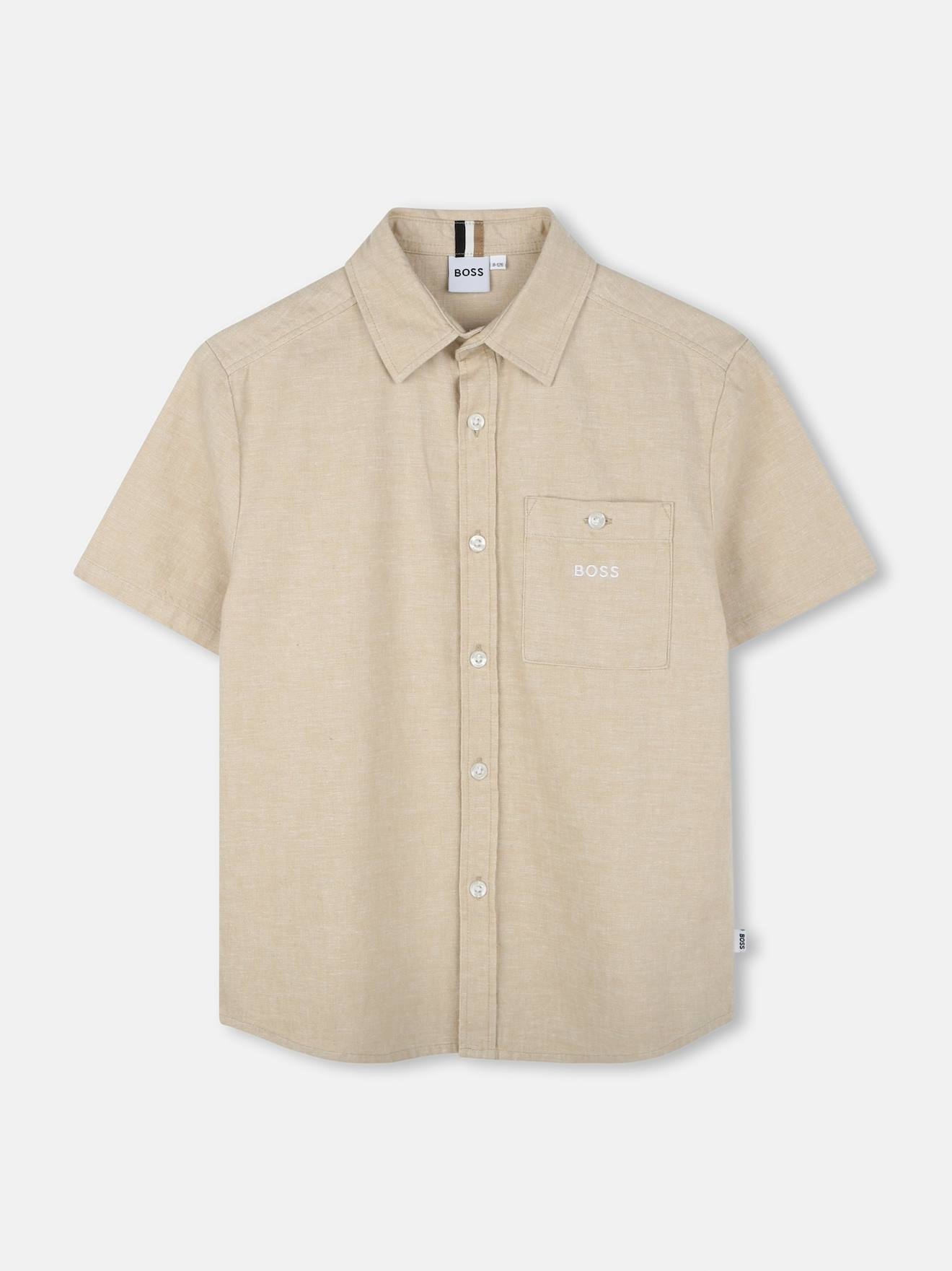 Chemise Manches Courtes Beige
