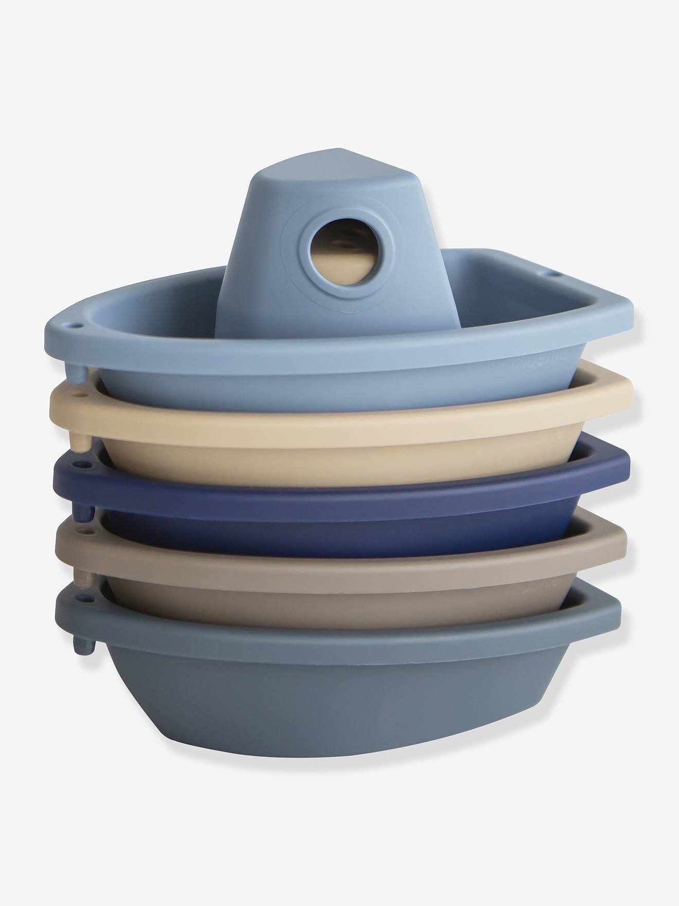 Jouets de Bain - 5 Bateaux à empiler - bleu (Mushie) - Image 1