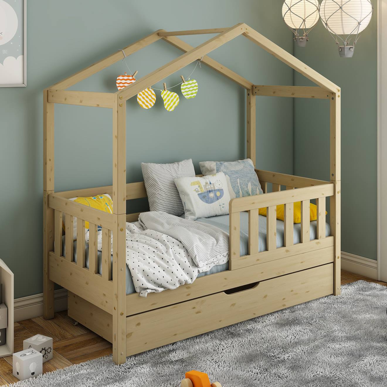 Petit Lit Cabane Évolutif Avec Tiroirs Pin Massif Charlie Bois
