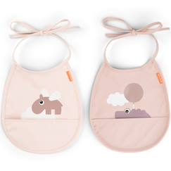 Puériculture-Bavoir petit lot de 2 happy clouds rose
