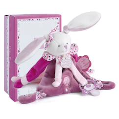 Puériculture-Repas-Doudou attache-sucette cerise le lapin