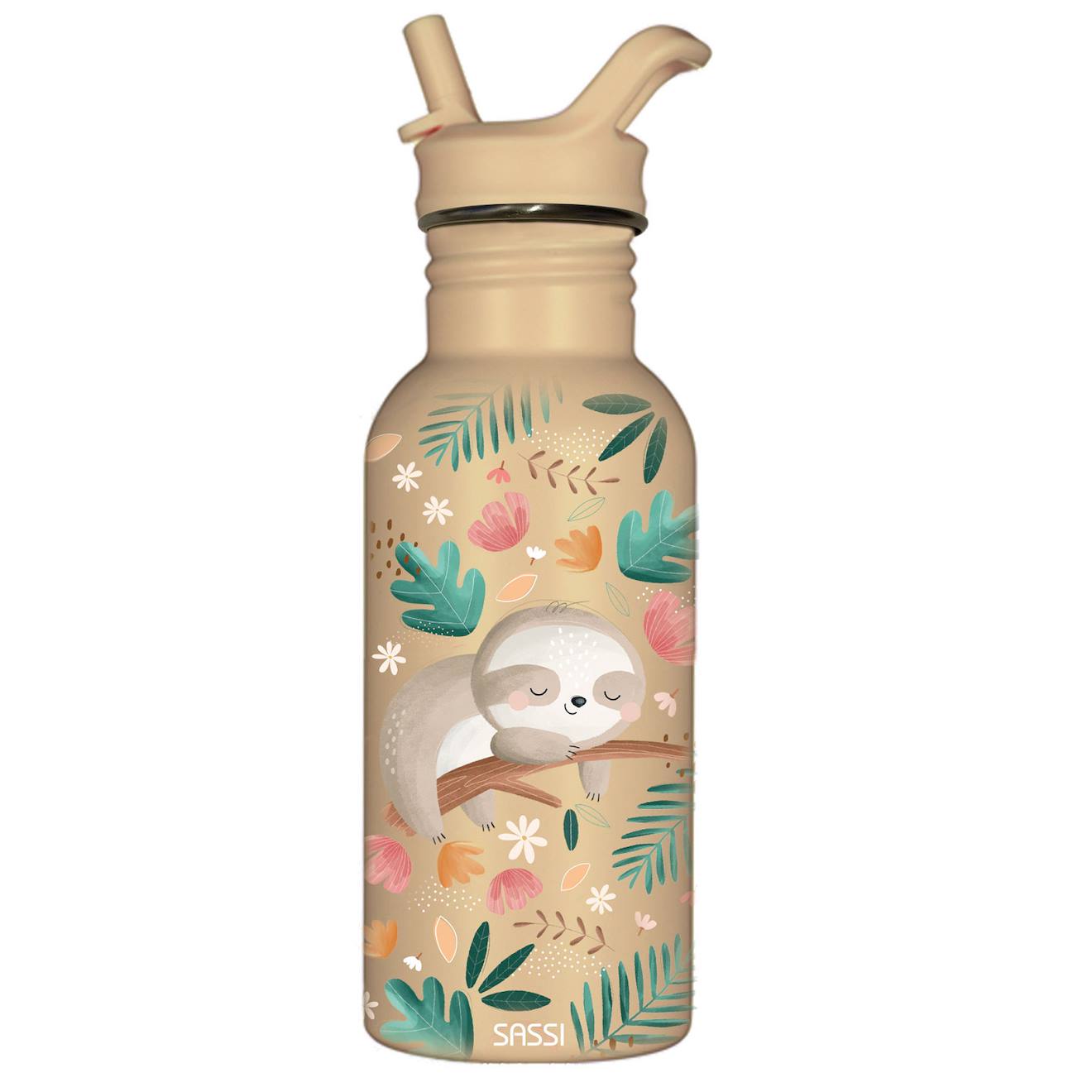 Bouteille En Inox Gnawy Le Paresseux 500 Ml Beige