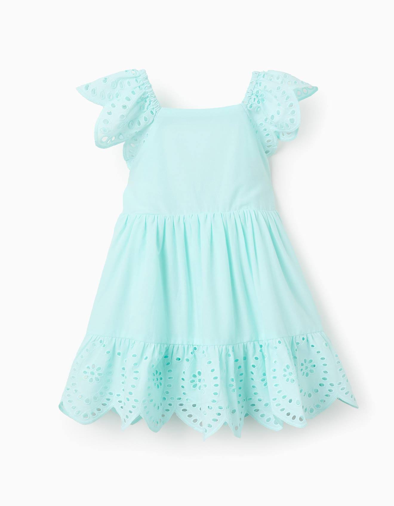 Robe En Coton Avec Broderie Anglaise Bleu Clair