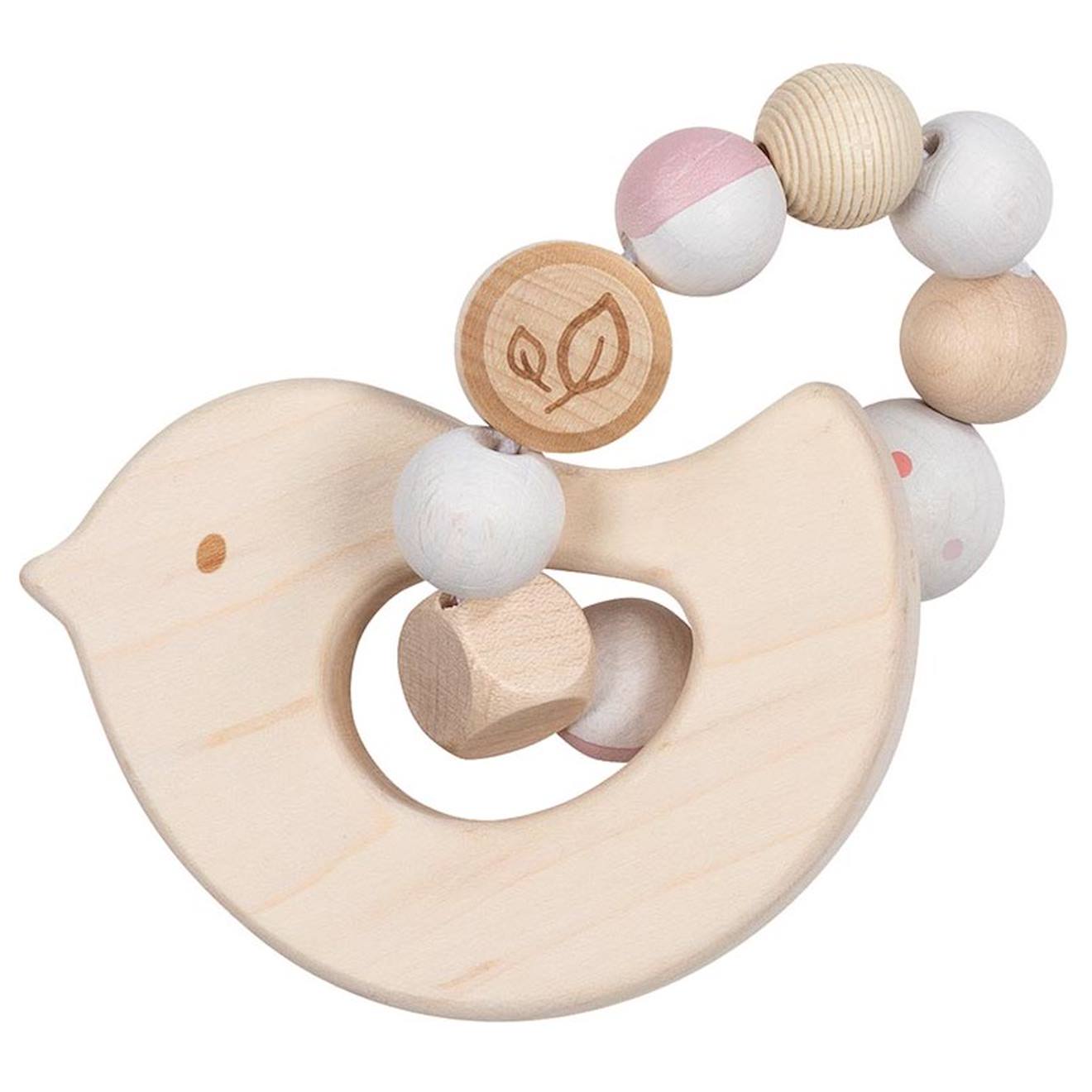Hochet En Bois Flexible Oiseau Beige