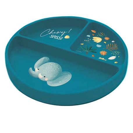 Sassi - Assiette En Silicone Chewy L'éléphant Bleu