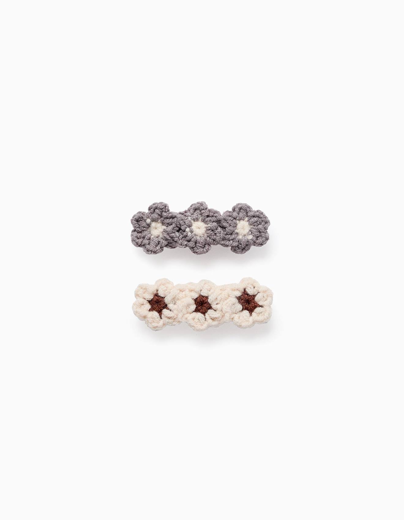 Pack 2 Barrettes À Cheveux Avec Fleurs Au Crochet Beige