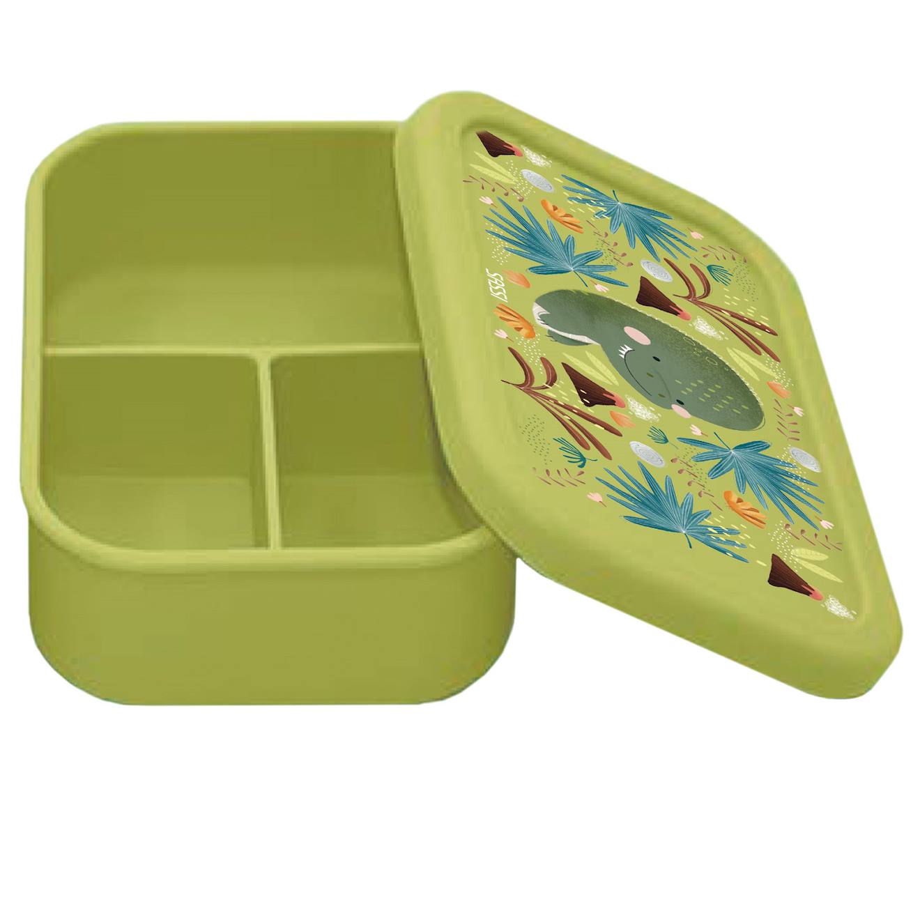 Boîte À Lunch En Silicone Cracky Le Dinosaure Vert