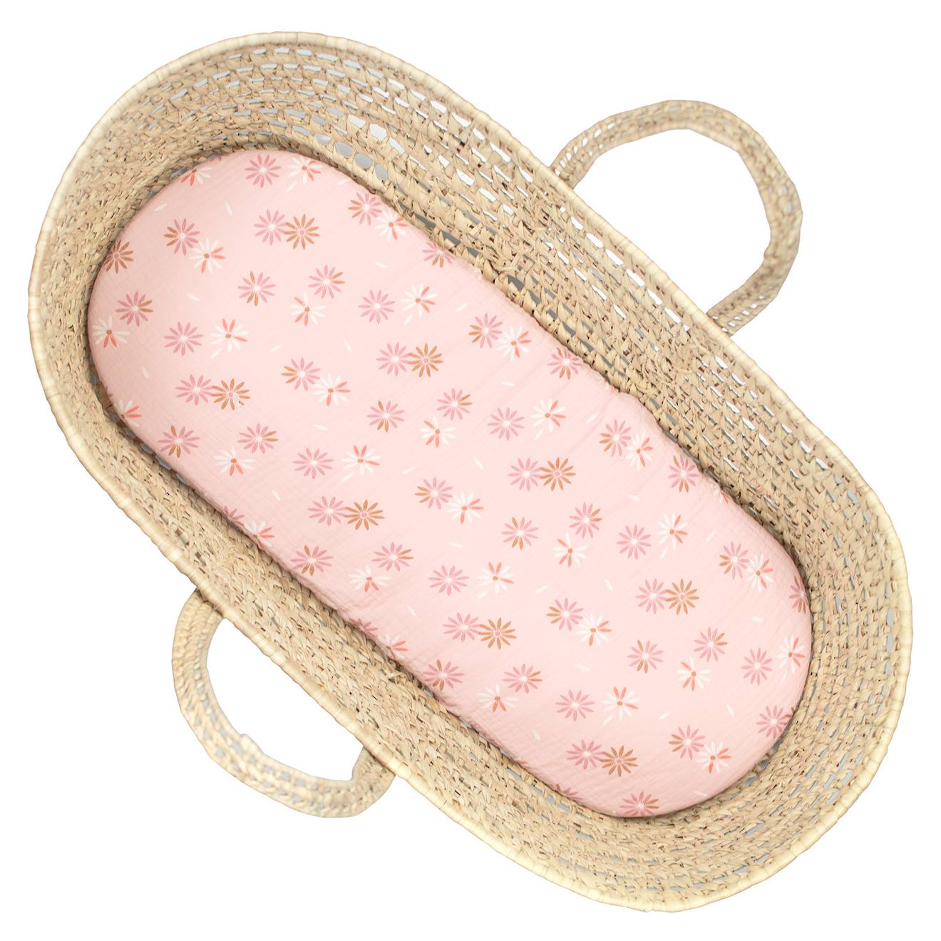 Drap Housse Couffin Ovale Lla Rosella Imprimé Floral, Rose