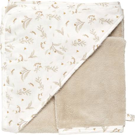 Fille-Cape de bain bambou + gant caramel forest (70 x 70 cm)