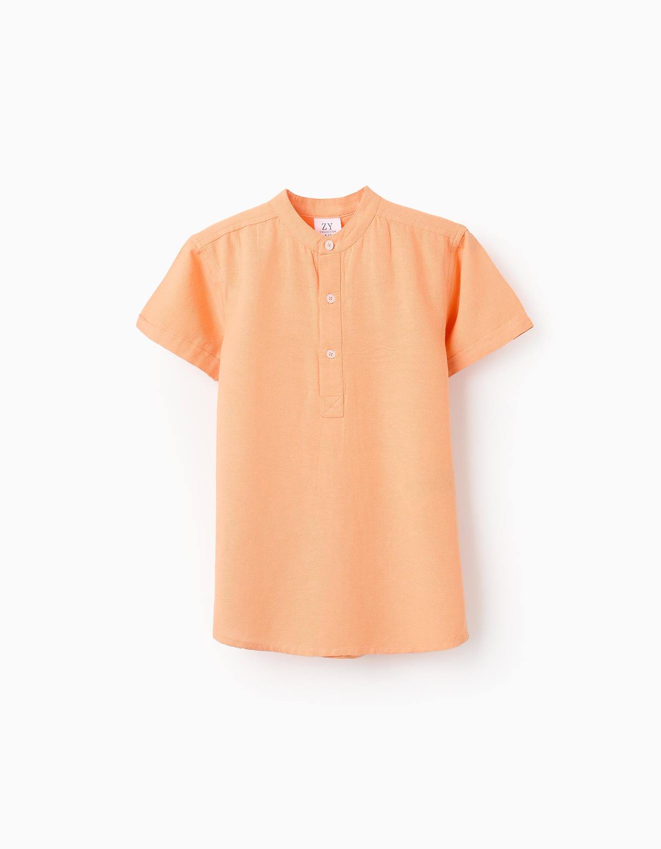 Chemise À Manches Courtes Avec Col Mao Orange