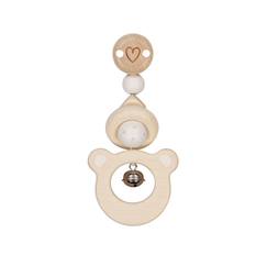 Hochet en bois avec clip ours  - vertbaudet enfant