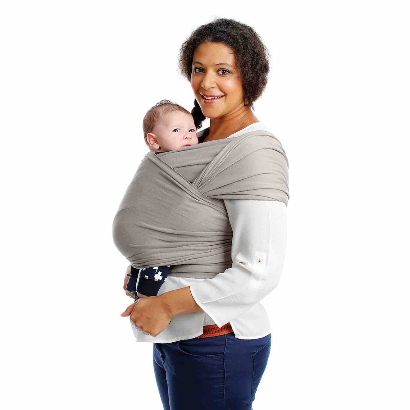 Écharpe De Portage En Coton Biologique Tricot Slen Gris Clair (Babylonia) - Image 1