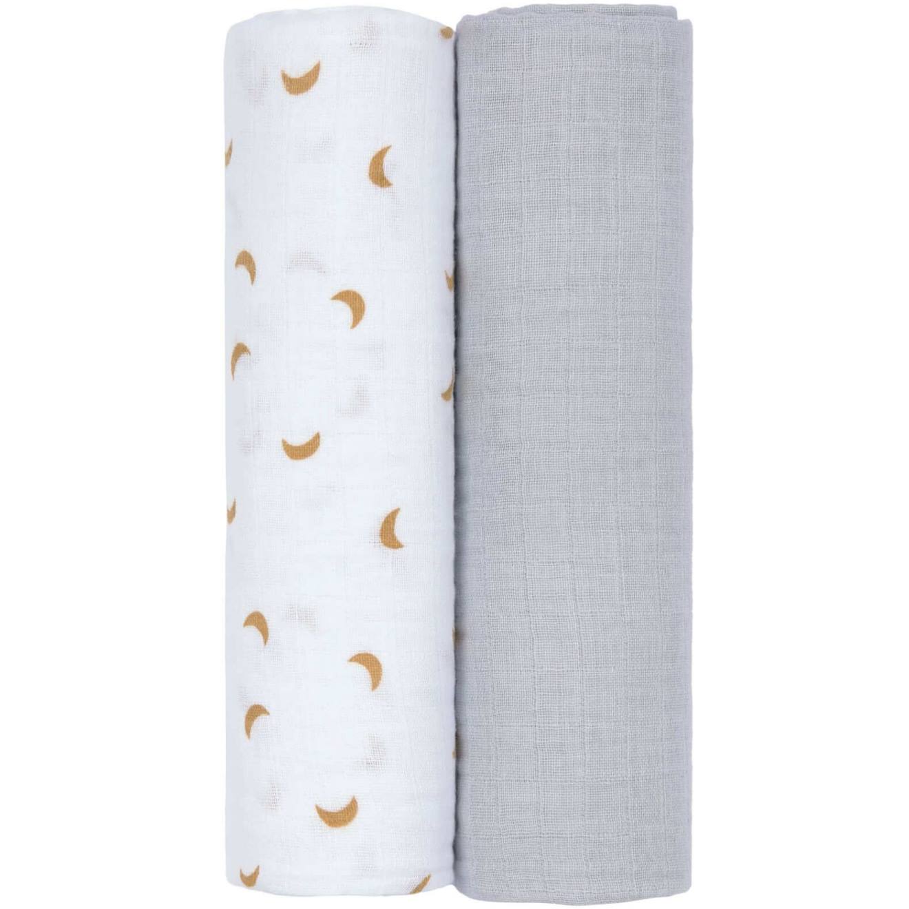 Lot De 2 Maxi Langes Gris Clair, Blanc, Curry