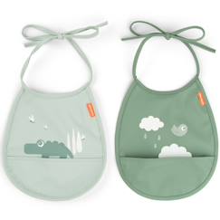 Puériculture-Bavoir petit lot de 2 happy clouds rose