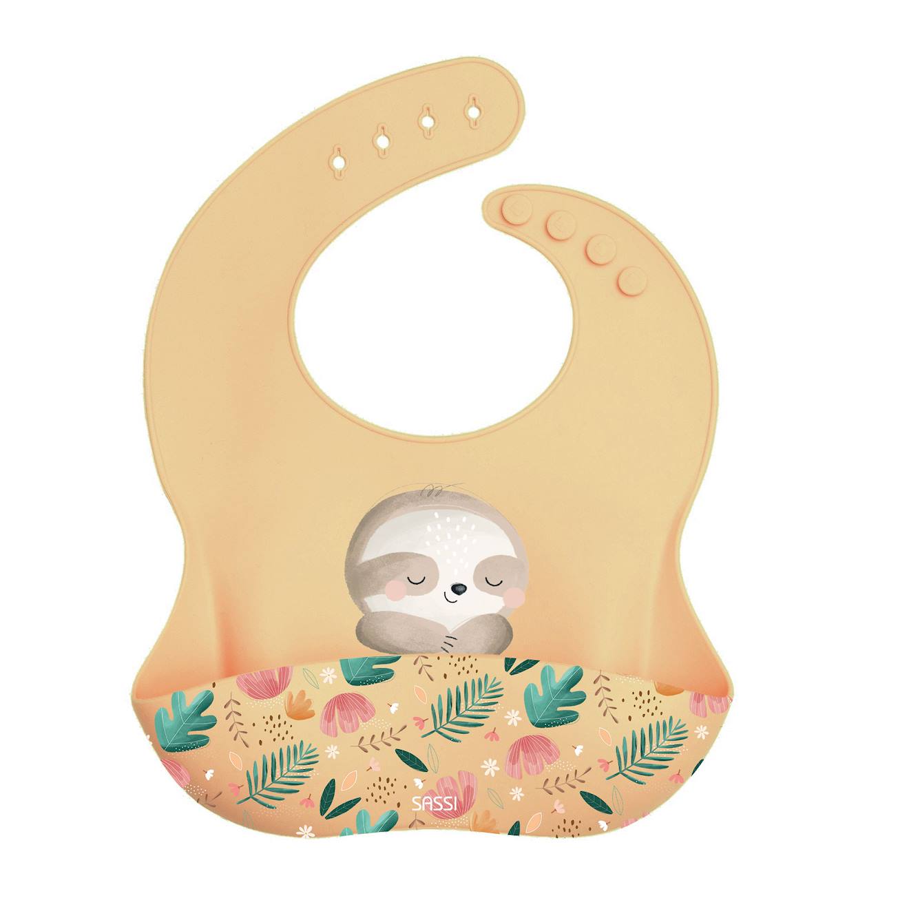 Bavoir En Silicone Gnawy Le Paresseux Beige