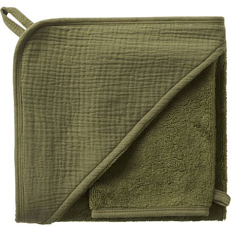 Cape de bain bambou + gant caramel forest (70 x 70 cm)  - vertbaudet enfant