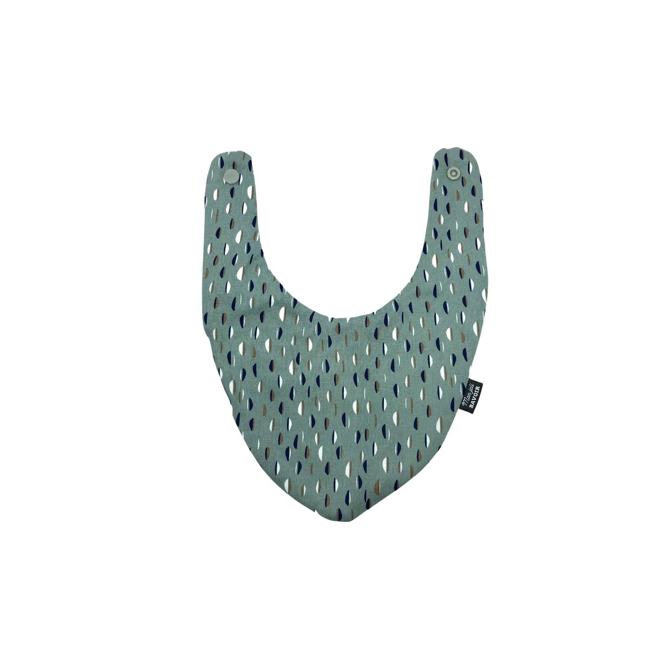 Bavoir Bandana (bleu Imprimé Feuilles) Menthe