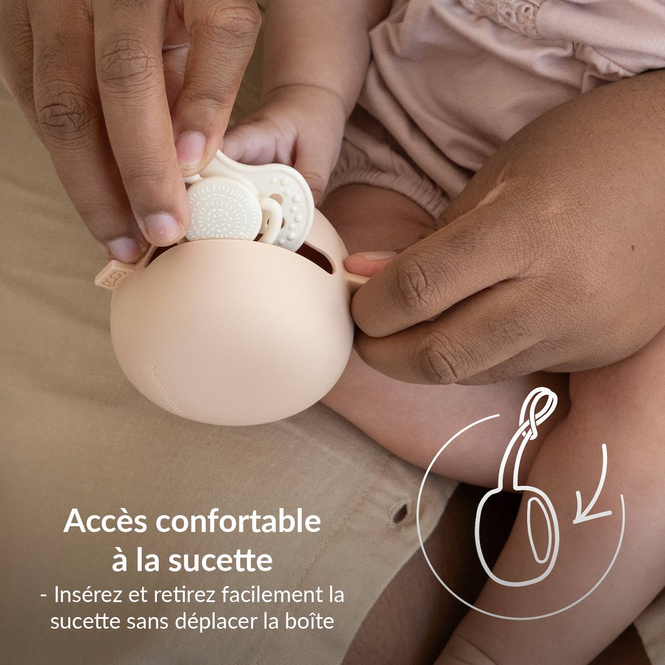 Boîte À Sucette En Silicone Difrax Lovi Beige (Difrax) - Image 1