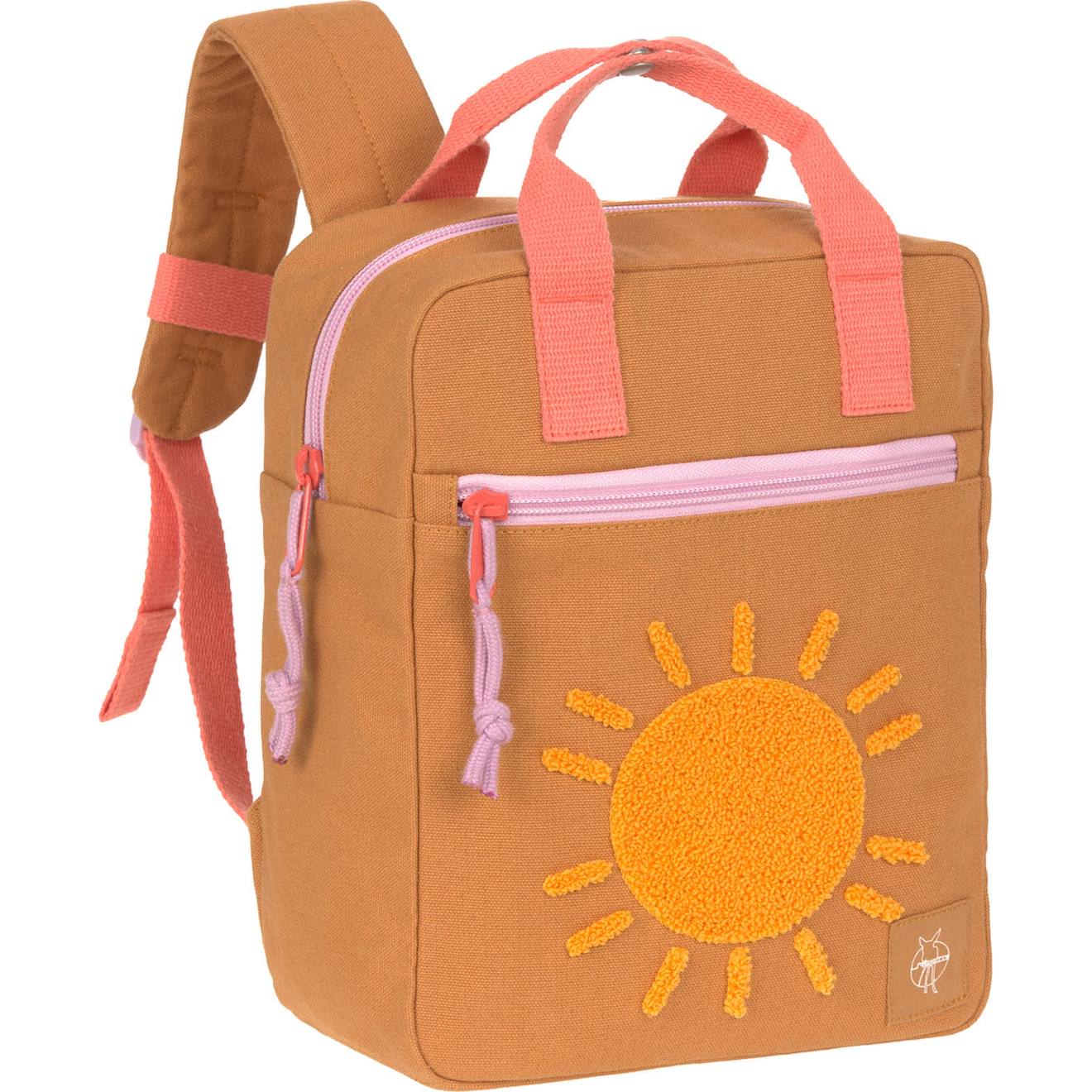 Petit Sac À Dos Carré Marron, Jaune, Orange