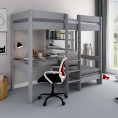 Lit mezzanine avec bureau et chauffeuse pin massif  basile  - vertbaudet enfant