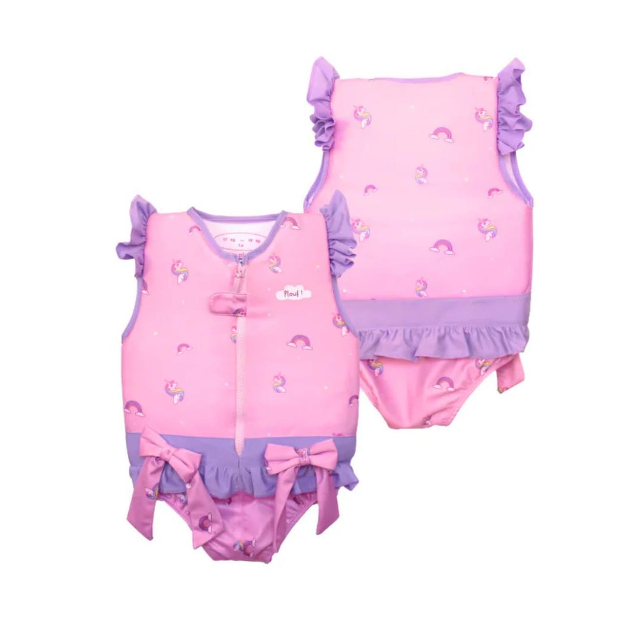 Maillot De Bain Flottant : Licornes Rose / Mauve