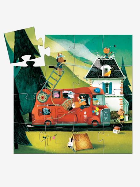 Puzzle Le camion de pompier 16 pièces DJECO multicolore 2 - vertbaudet enfant 