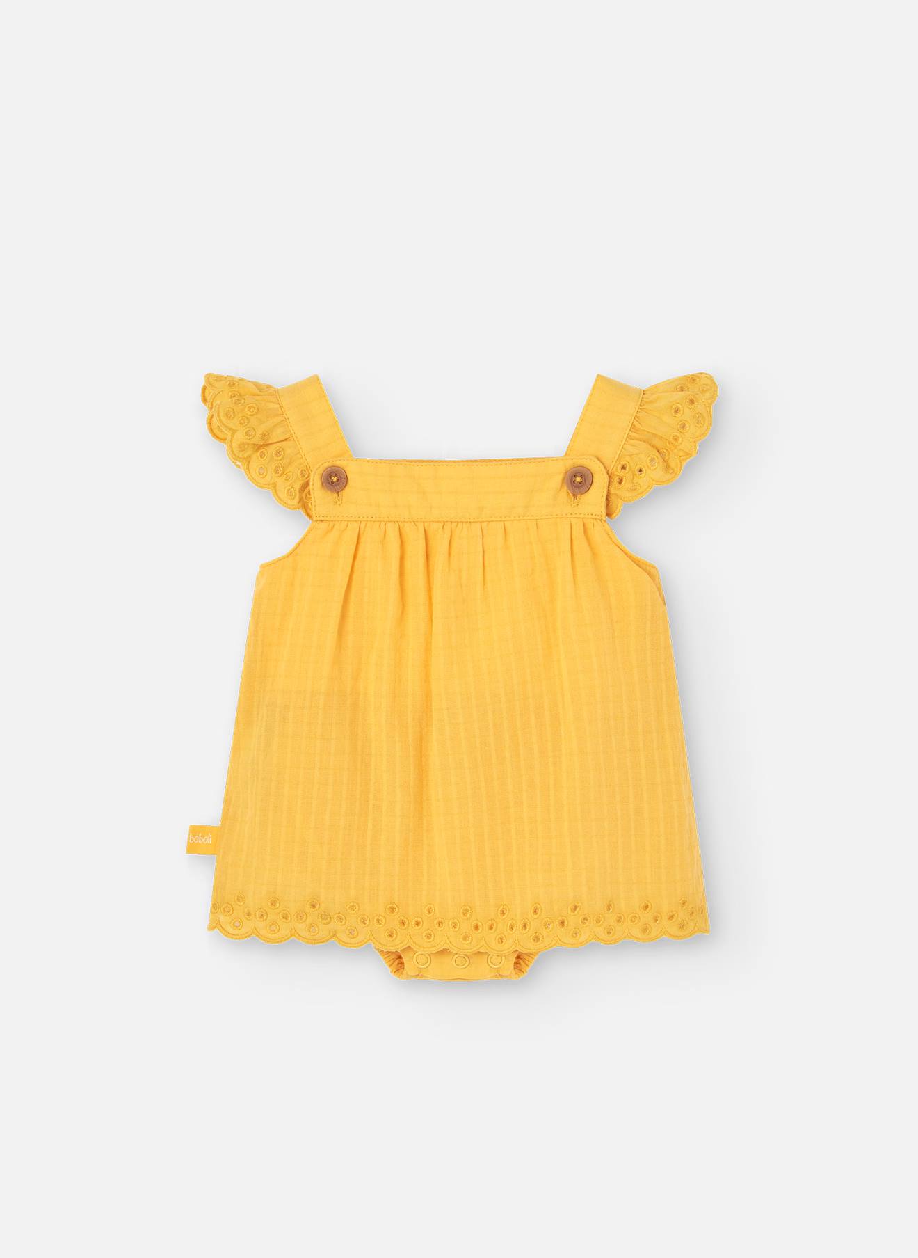 Robe En Coton Avec Volants Jaune