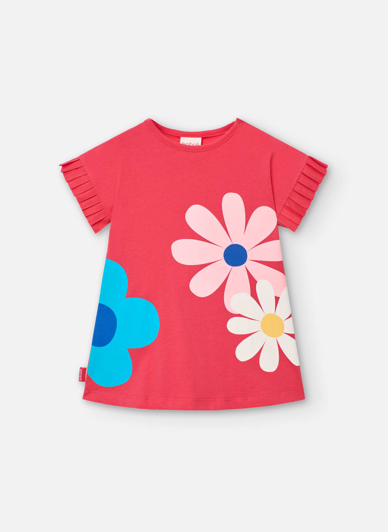 Robe À Manches Courtes Avec Détails Plissés Rose