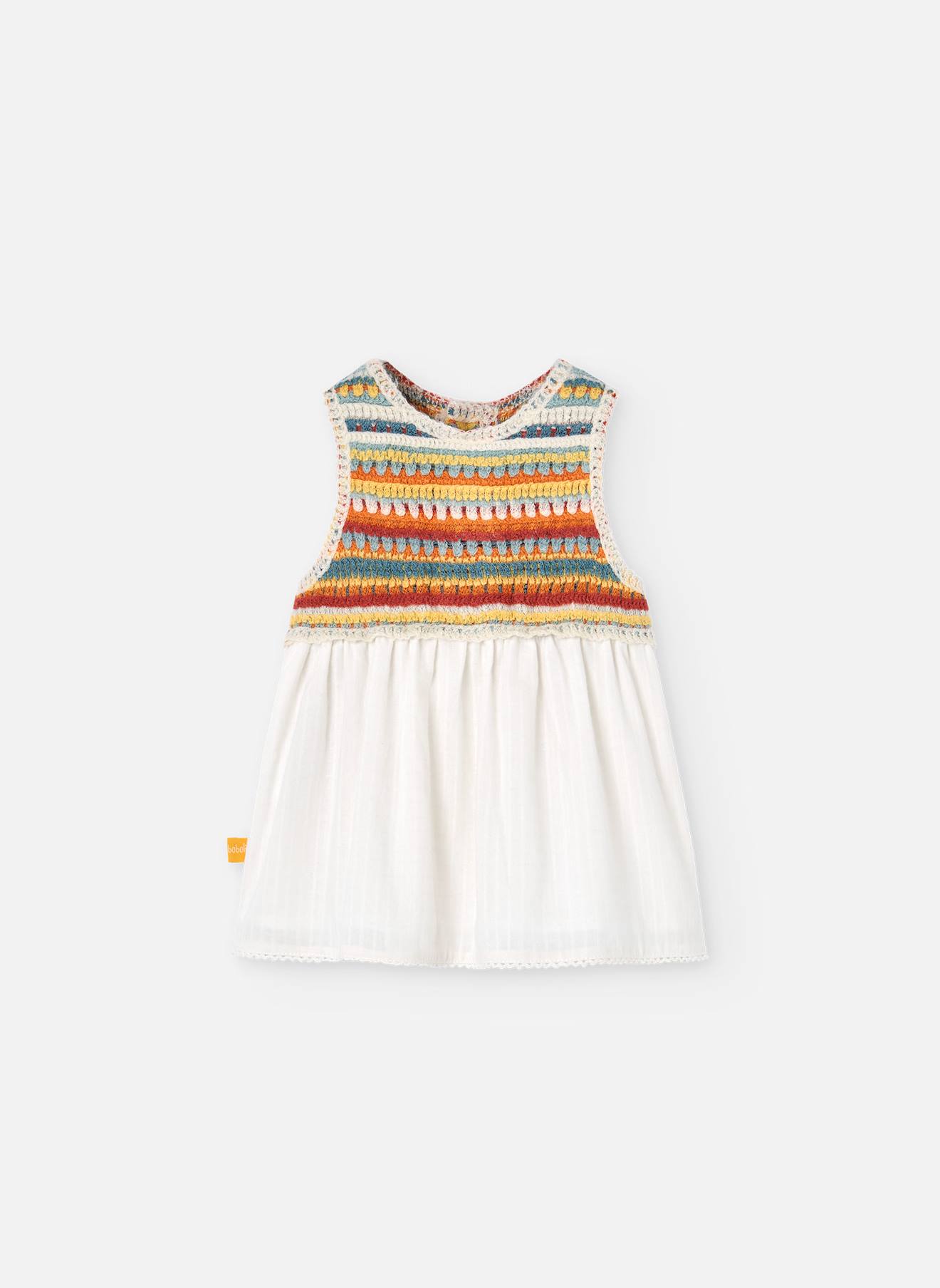 Robe Combinée Sans Manches Blanc