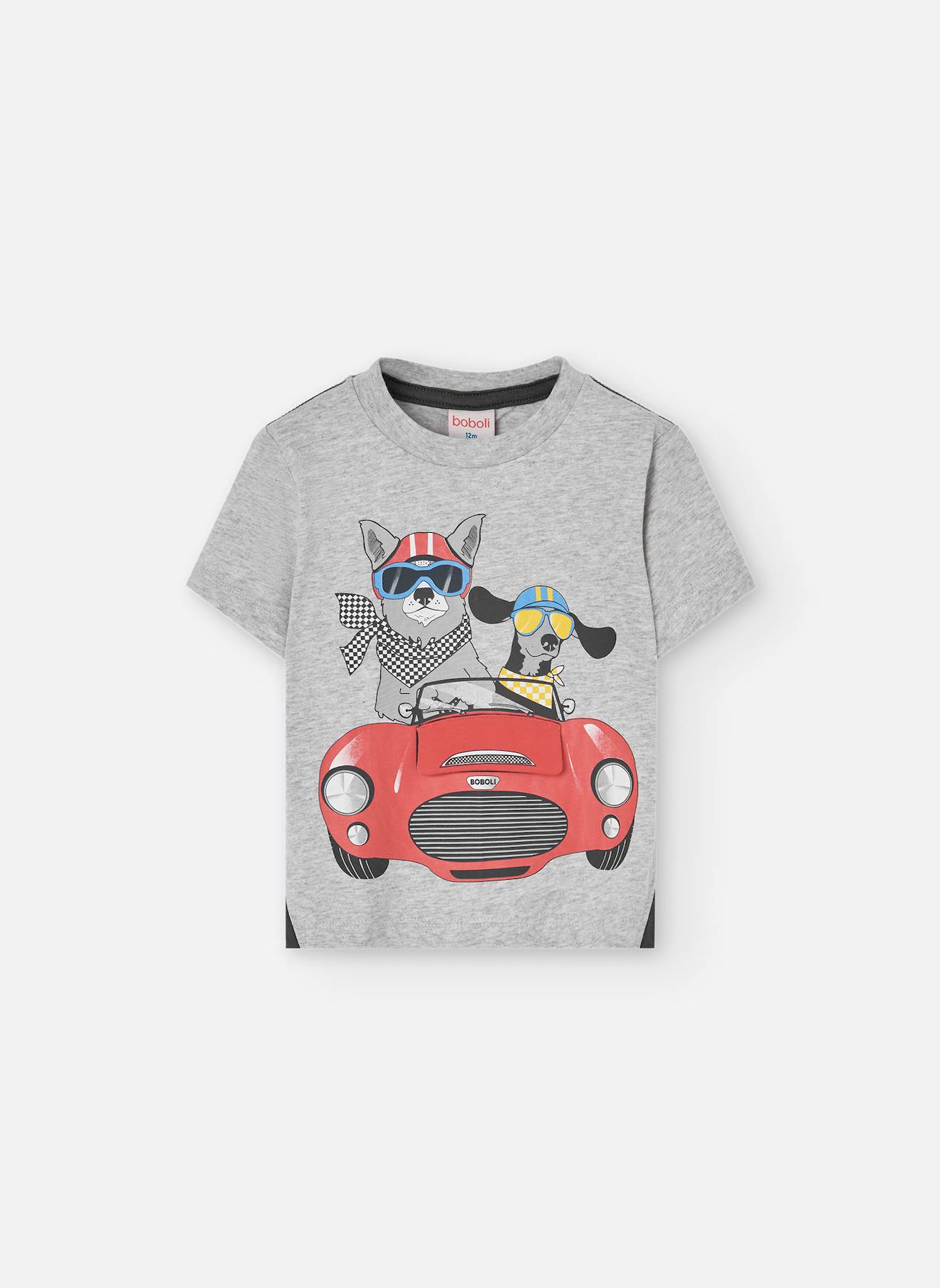 T-shirt À Manches Courtes Avec Dessin Frontal Gris