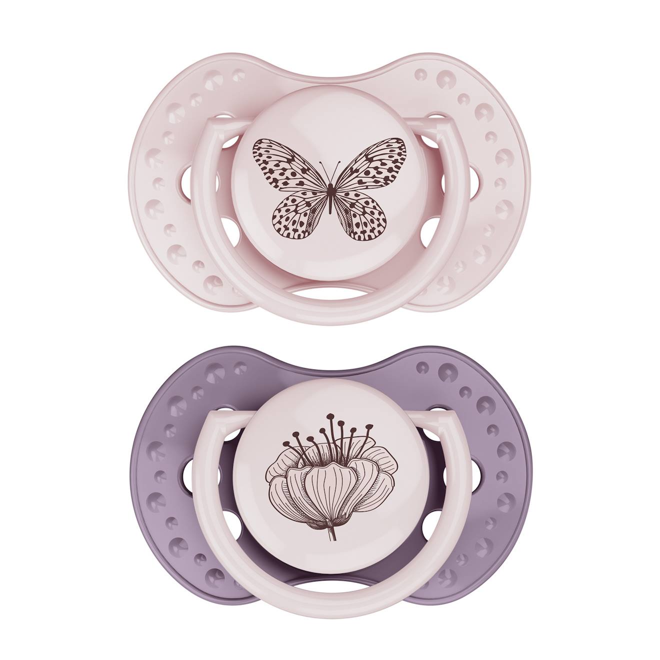 Lot De 2 Sucettes Dynamique Lovi Nuit & Botanic Taille 3 De 6 À 18 Mois Rose