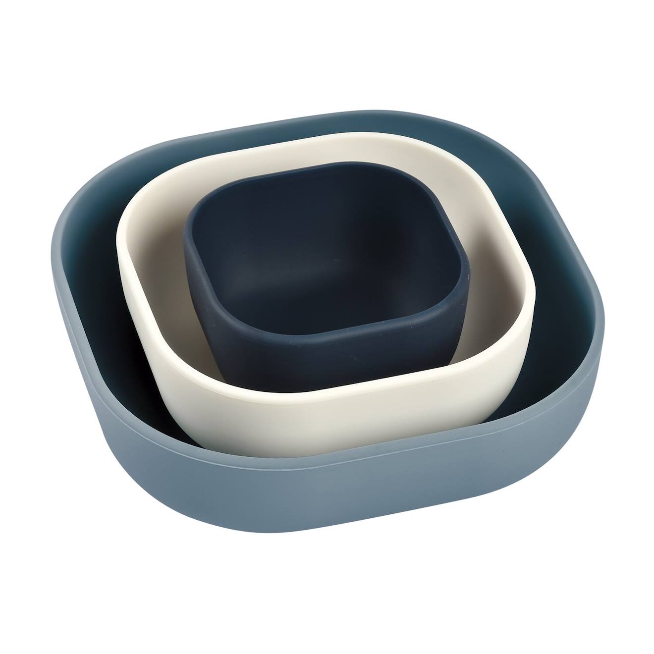 Lot De 3 Bols Gigogne En Silicone Bleu