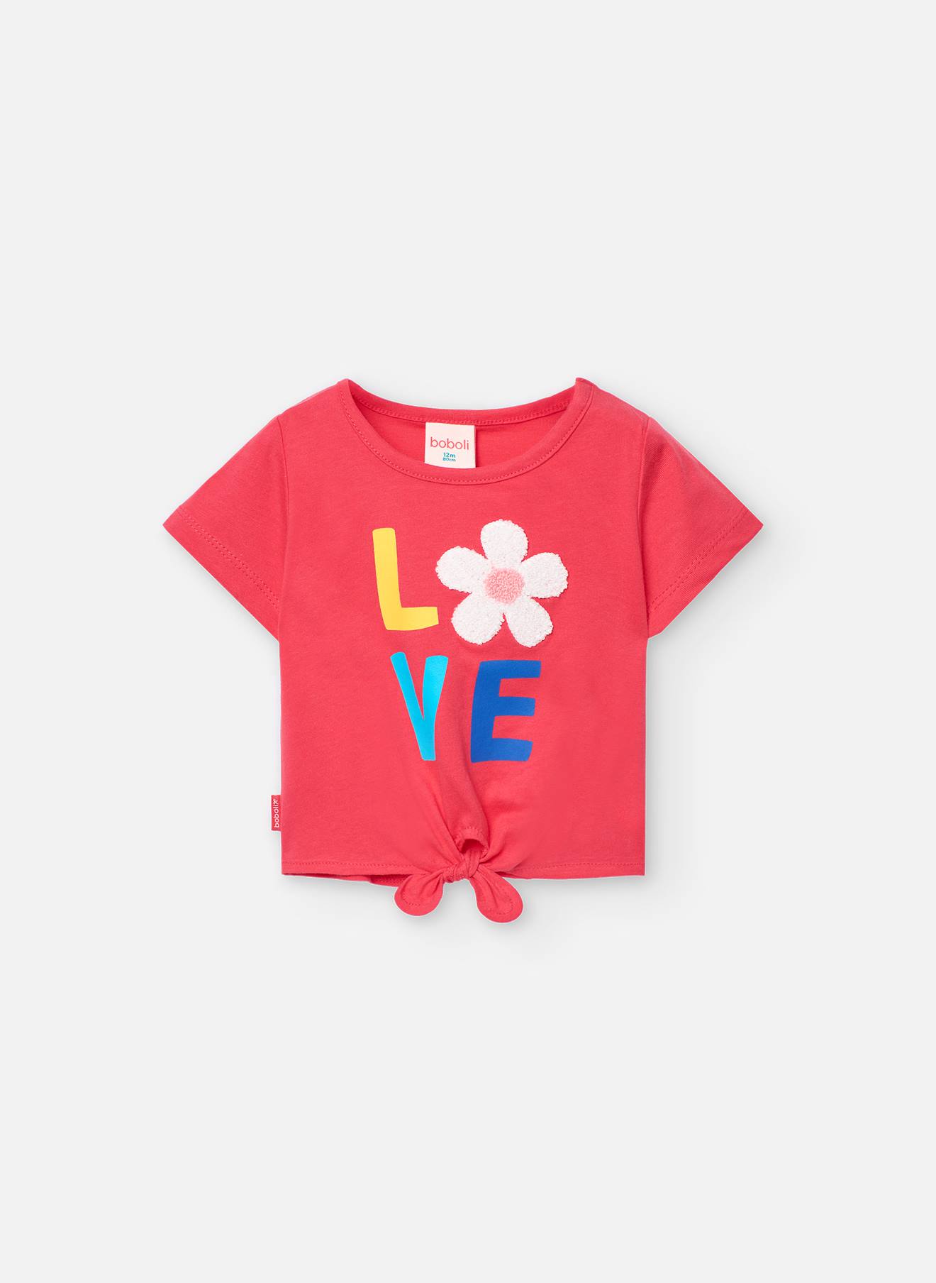 T-shirt À Manches Courtes Avec Nœud En Bas Rose